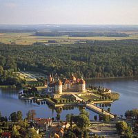Deutschland, Sachsen, Moritzburg, Schloss, August der Starke, See, Ort,, Luft, fliegen, Himmel